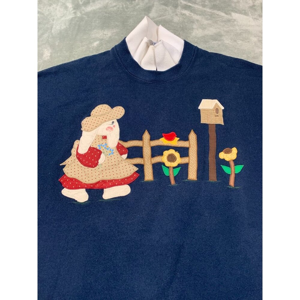 Vintage Jerzees Sweatshirt Womens XL Country Cottage Sunflower Birdhouse Grandma - Picture 9 of 11